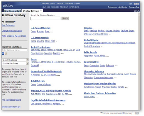 Westlaw International Directory　画面